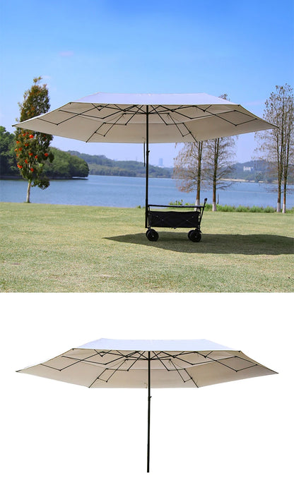 Foldable Metal Wagon Parasol — Outdoor Beach Pool Garden Shade Umbrella with Heat Insulation