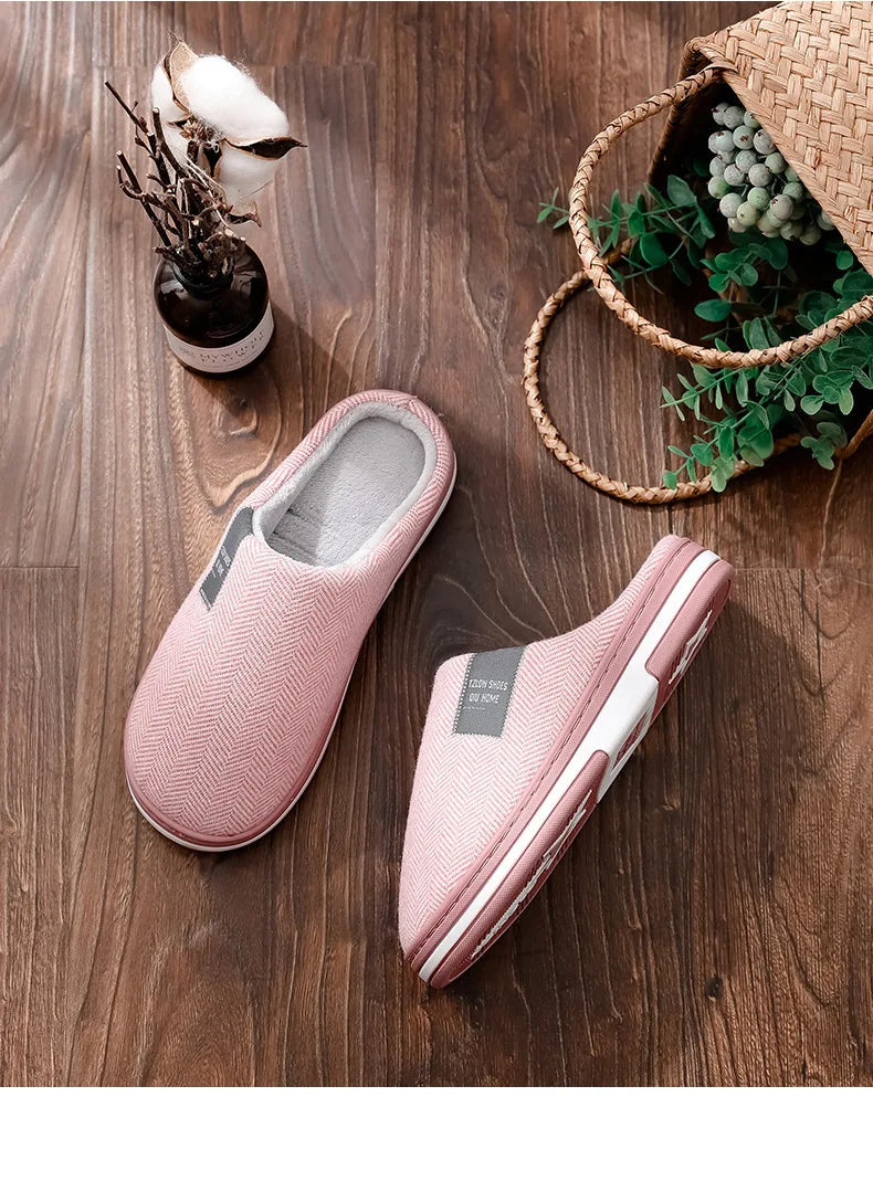 Men's Winter Warm Cotton Slippers - Couples Flats Non-Slip Indoor Slides (Large Size 40-51)