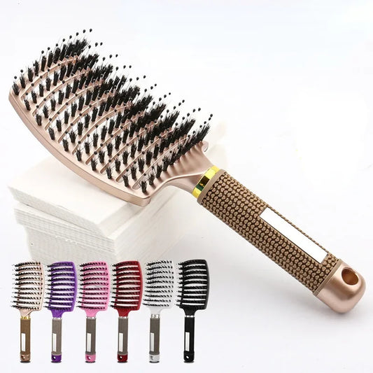 Detangling Hair Brush - Bristle & Nylon Scalp Massage Comb for Wet Curly Hair