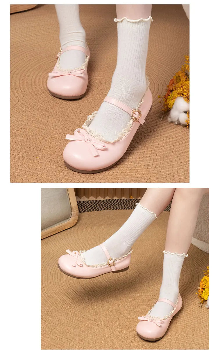Women's Mary Janes Flat Shoes - Round Toe Buckle Strap Ballet Flats