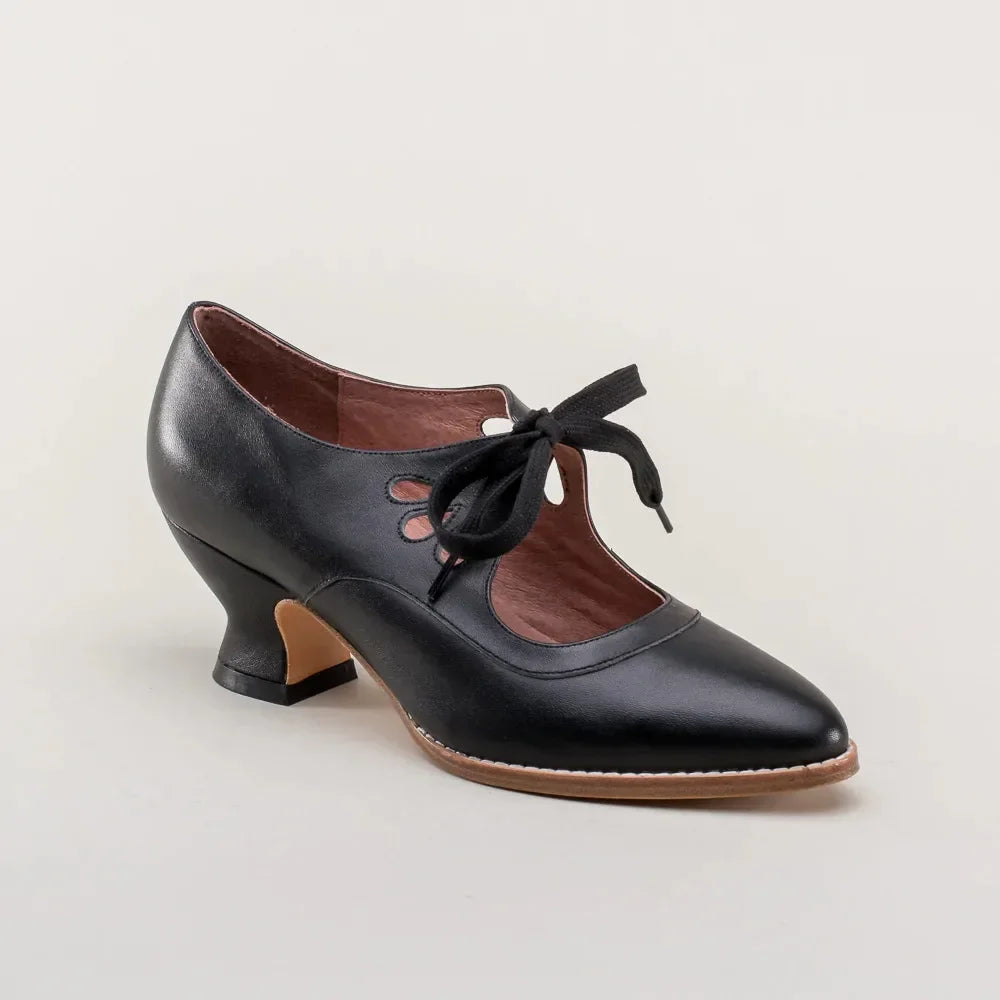 Retro Mary Jane Pumps - Vintage Lace-Up Low Heels - Shello's Creative Boutique
