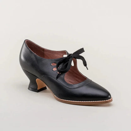 Retro Mary Jane Pumps - Vintage Lace-Up Low Heels - Shello's Creative Boutique