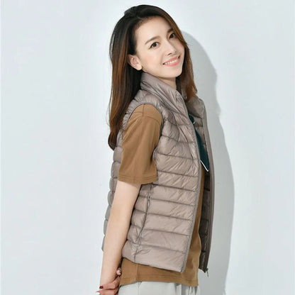 Women's Ultra Light Down Vest – Slim Sleeveless Windproof Gilet Jacket