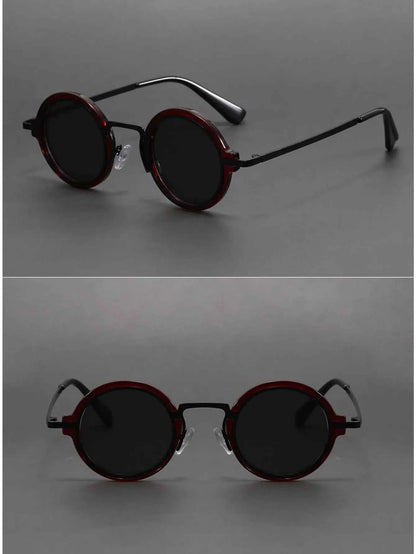 Retro Handmade Small Round Sunglasses Sun Protection Eye Protection UV Protection Men and Women Sunglasses