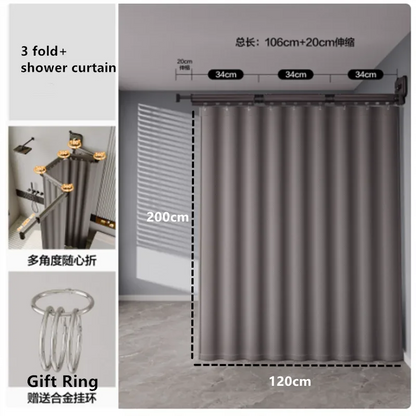 Foldable Waterproof Shower Curtain - No-Drill Bathroom Water Barrier - Shello's Creative Boutique