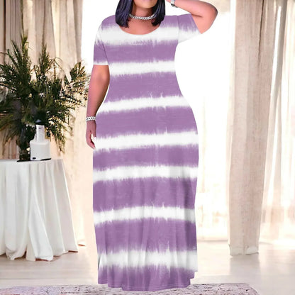 Plus Size Tie Dye Maxi Dress - Summer Party Floor-Length Dress - Shello's Creative Boutique