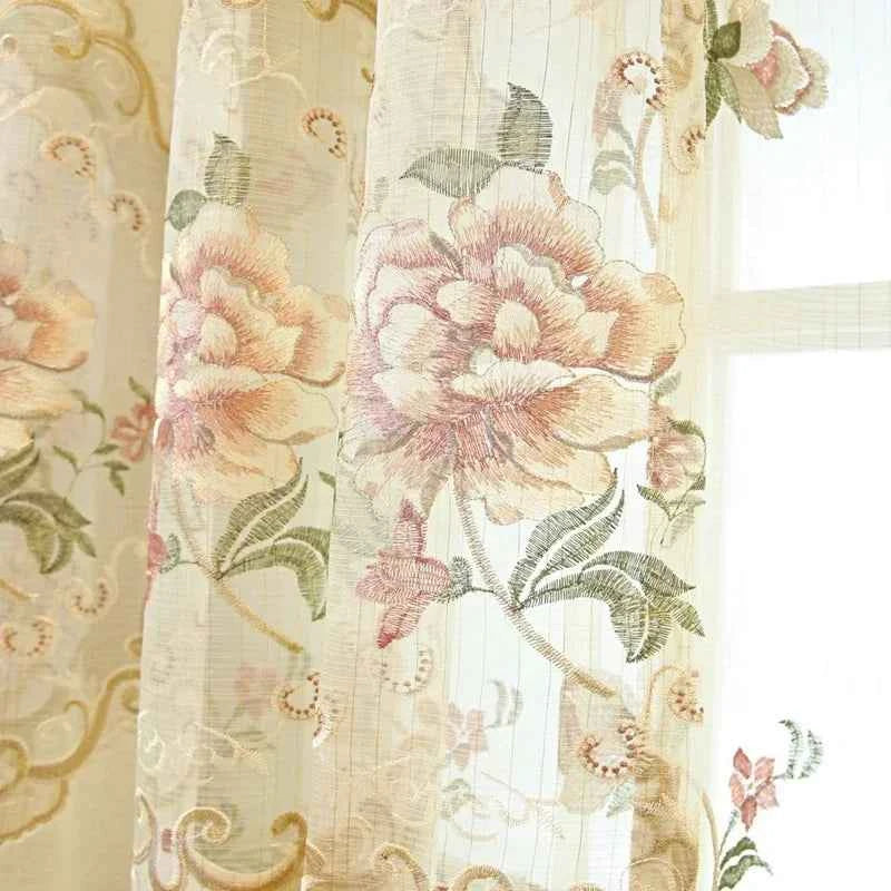 European Luxury Velvet Curtains - Embroidered Floral Tulle Blackout Drapes for Living Room
