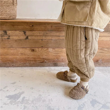 Winter Cotton-Padded Kids Harem Trousers – Unisex Full-Length Thermal Pants (Ages 2–7) - Shello's Creative Boutique