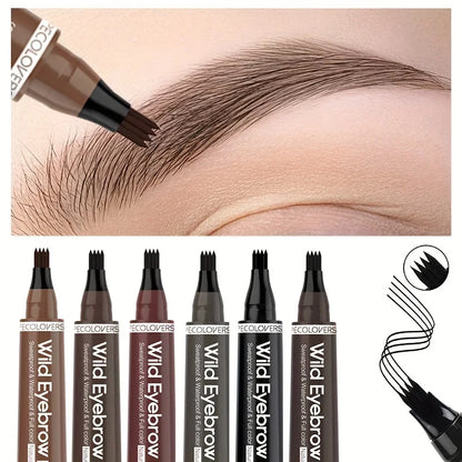 6 Colors 1pc Eyebrow Pen Waterproof 4 Split Tip Eyebrows Pen Eyebrow Tattoo Pen Waterproof Liquid Black Eyebrow Makeup Pencil - Shello's Creative Boutique