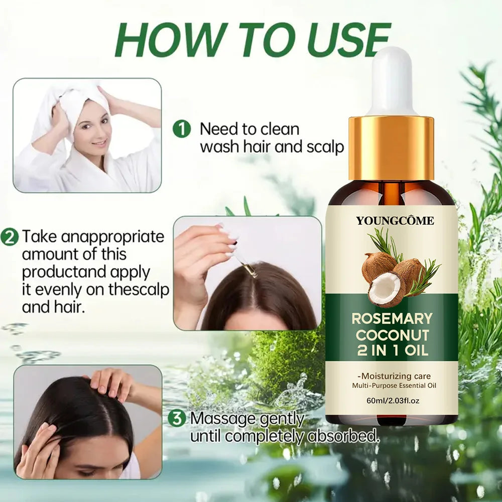 Rosemary Oil Hair Growth Essential Coconut Oil Improve Hair Loss And Nourishes Strengthen Hair Roots Scalp Treatment Hair Care - Shello's Creative Boutique