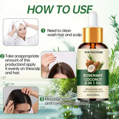 Rosemary Oil Hair Growth Essential Coconut Oil Improve Hair Loss And Nourishes Strengthen Hair Roots Scalp Treatment Hair Care - Shello's Creative Boutique