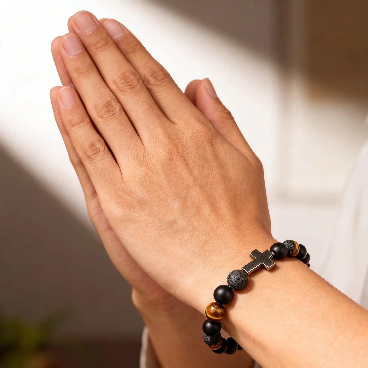 Natural Blue Tiger Eye Stone Bracelet – Unisex Handmade Stretch Beaded Bangle