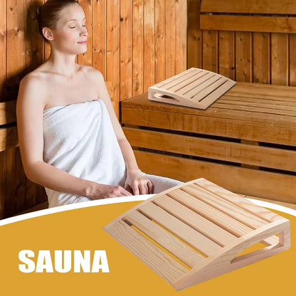 Solid Wood Sauna Headrest Pillow – Ergonomic Neck Support for Sauna & Steam Room