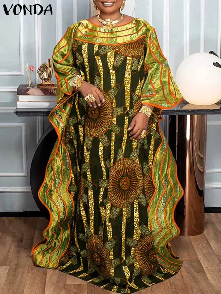 Plus Size Bohemian Maxi Dress - Flare Sleeve Ruffled Summer Sundress (S-5XL) - Shello's Creative Boutique