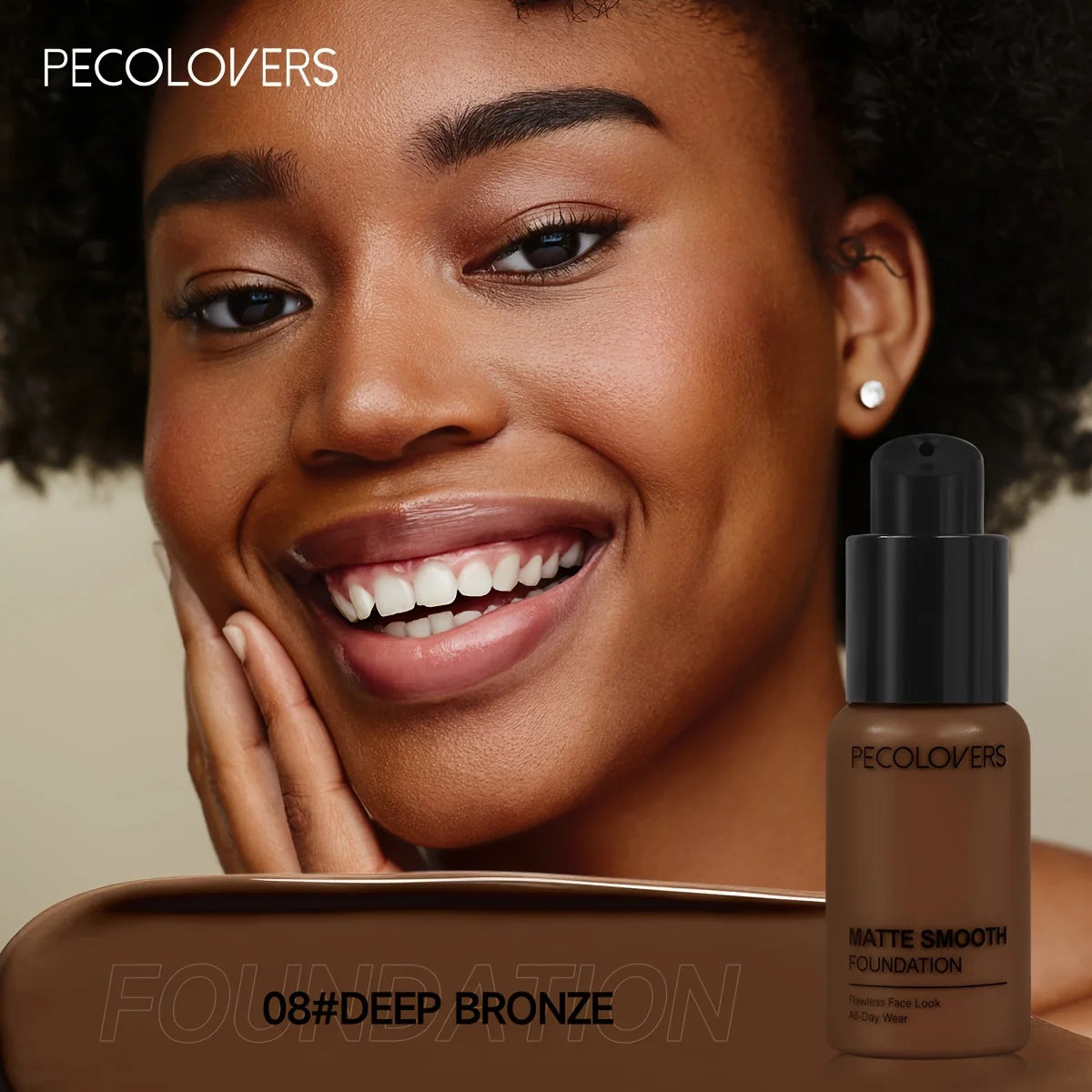 PECOLOVERS Matte Finish Liquid Foundation - Oil-Control, Waterproof, Full Coverage Concealer for All Skin Tones - Shello's Creative Boutique