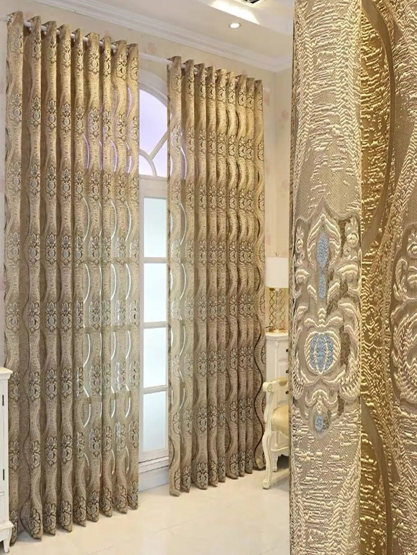 European Perforated Wave Curtains - Blackout Decorative Drapes for Living Room & Bedroom - Shello's Creative Boutique