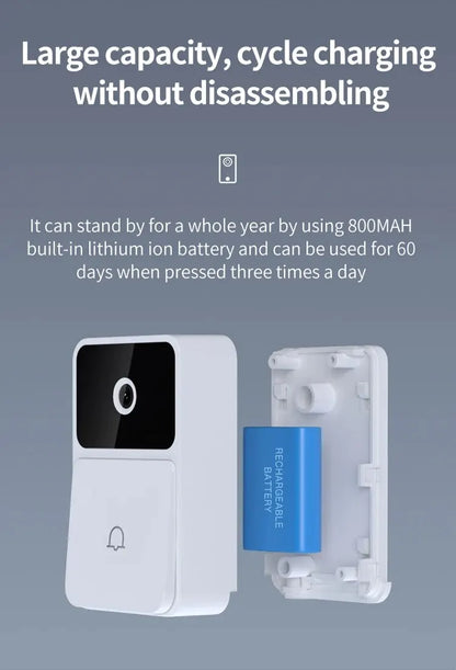 Wireless WiFi Video Doorbell with HD Camera, Night Vision & Voice Change