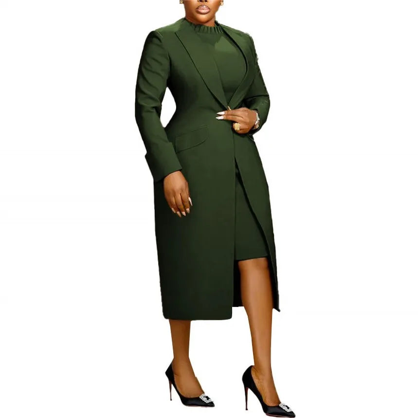 2-Piece Blazer & Dress Set - Plus Size Office Wear - Shello's Creative Boutique