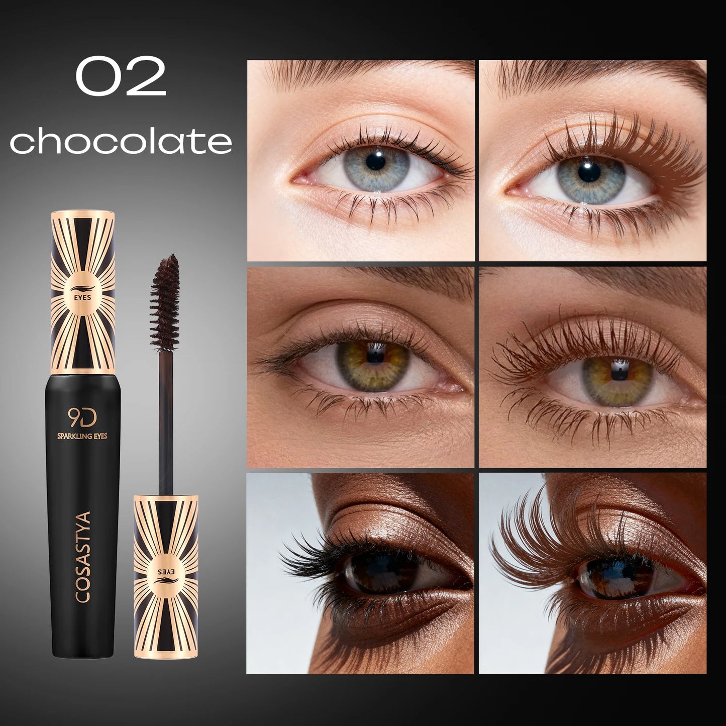 COSASTYA 9D Waterproof and Sweat-Proof Mascara, Black, Volume, Curl, Long-Lasting, Smudge-Proof, Travel Size - Shello's Creative Boutique