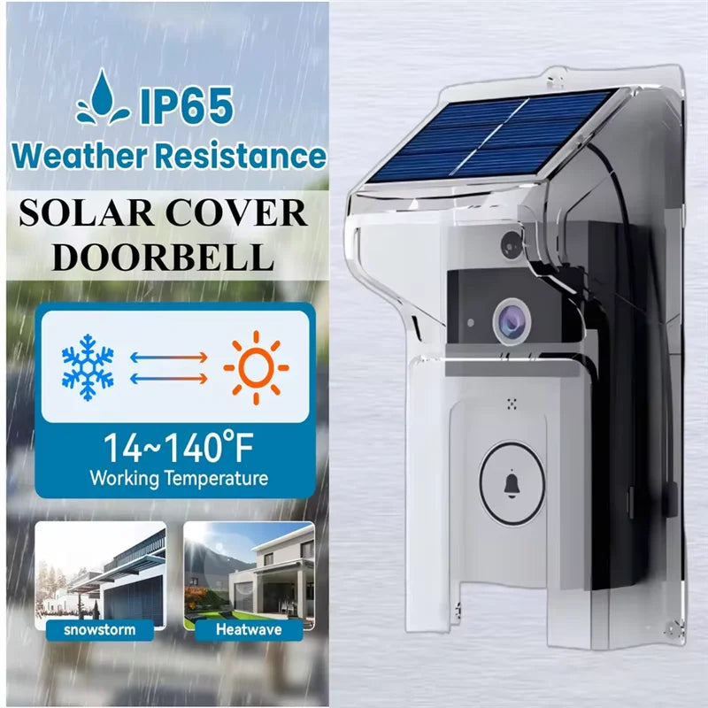 Outdoor Solar Wireless Video Doorbell with WiFi & Waterproof Cover