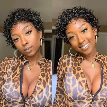 Pixie Cut Short Bob Wig - 100% Human Hair 13x4 Transparent Lace Frontal Wig - Shello's Creative Boutique