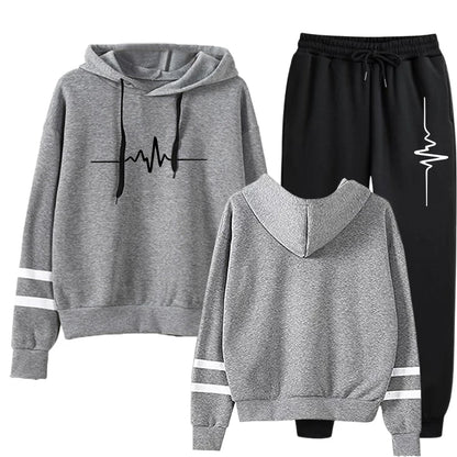 Women's Sports Suit 2025 — Stripe Hoodie Two-Piece Set