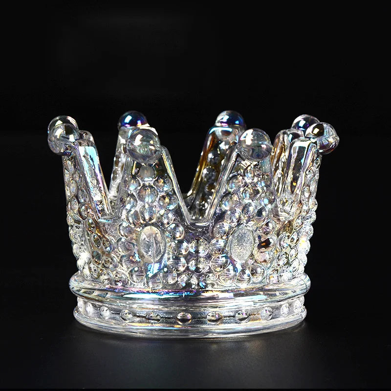 Crown Glass Crystal Ashtray – European Candlestick Style Home Décor