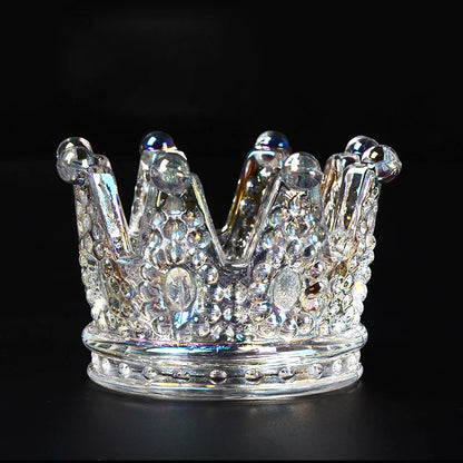 Crown Glass Crystal Ashtray – European Candlestick Style Home Décor