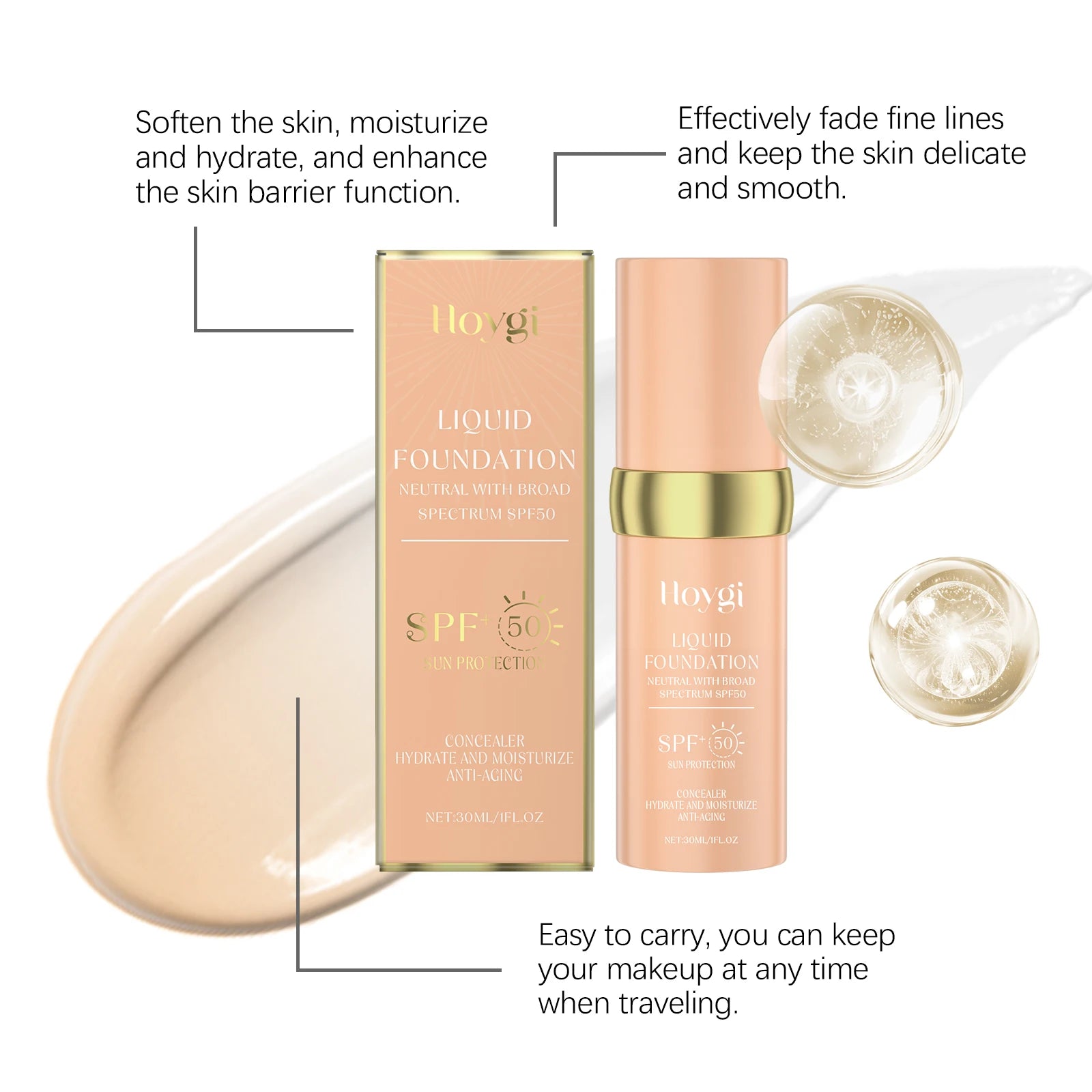 Liquid Face Foundation Spf 50 Temperature Change High Coverage Makeup Base Waterproof Hydrating Foundation Cosmetics Makeup - Shello's Creative Boutique