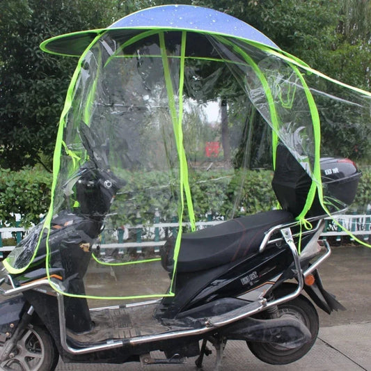 Fully Enclosed Electric Vehicle Canopy – Removable Rainproof Motorcycle Parasol with Metal Bracket