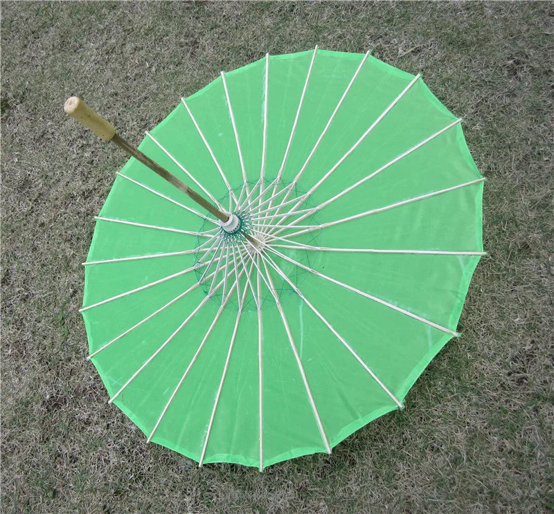 70cm Chinese Fabric Parasol — Traditional Bamboo Dance Umbrella for Weddings & Props