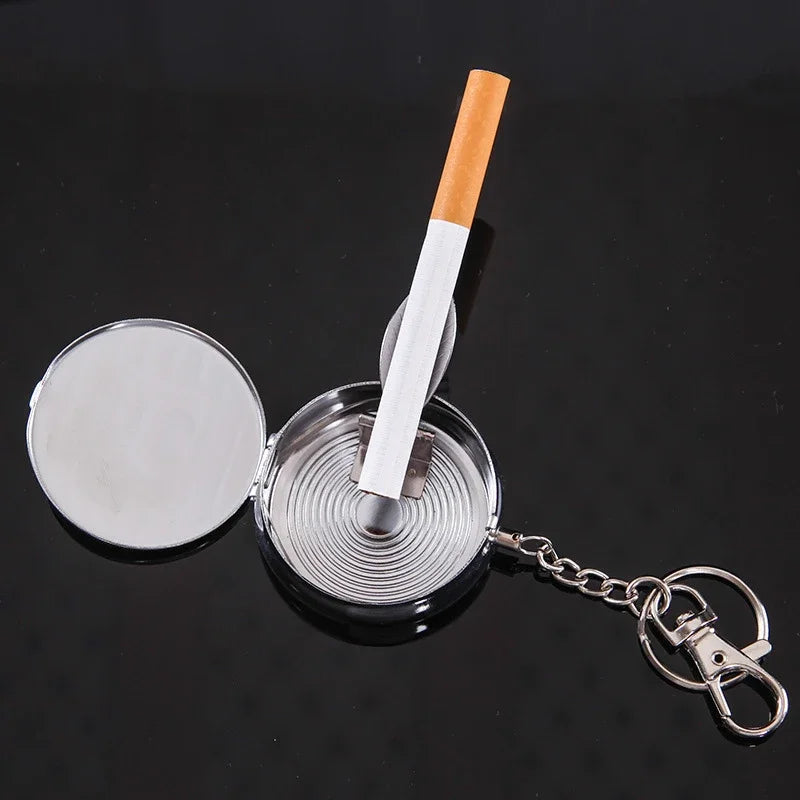 Mini Portable Stainless Steel Ashtray With Lid – Pocket & Car Ashtray for Travel