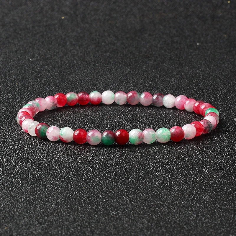 4mm Natural Stone Agate & Lava Stretch Bracelet – Handmade Tiny Bead Bangle for Men & Women