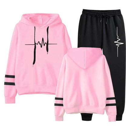 Women's Sports Suit 2025 — Stripe Hoodie Two-Piece Set