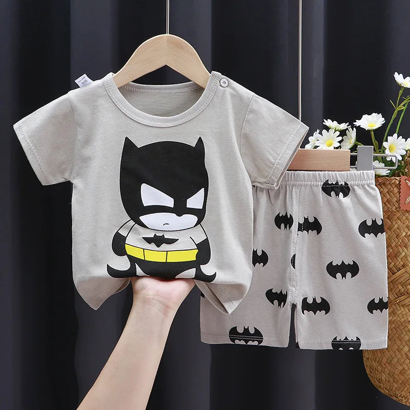 Cartoon Vibes Cotton Baby Summer Set – Unisex Short Sleeve Tee & Shorts for Ages 0–1Y Shello's Creative Boutique