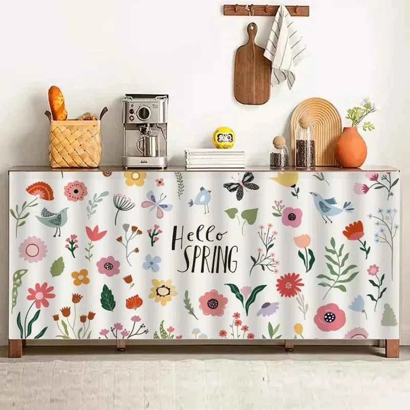 1PC Kitchen Cabinet Curtain Cover Dustproof Cupboard Wardrobe Short Curtains Washable Drapes Self-adhesive Half-Curtain Cortinas