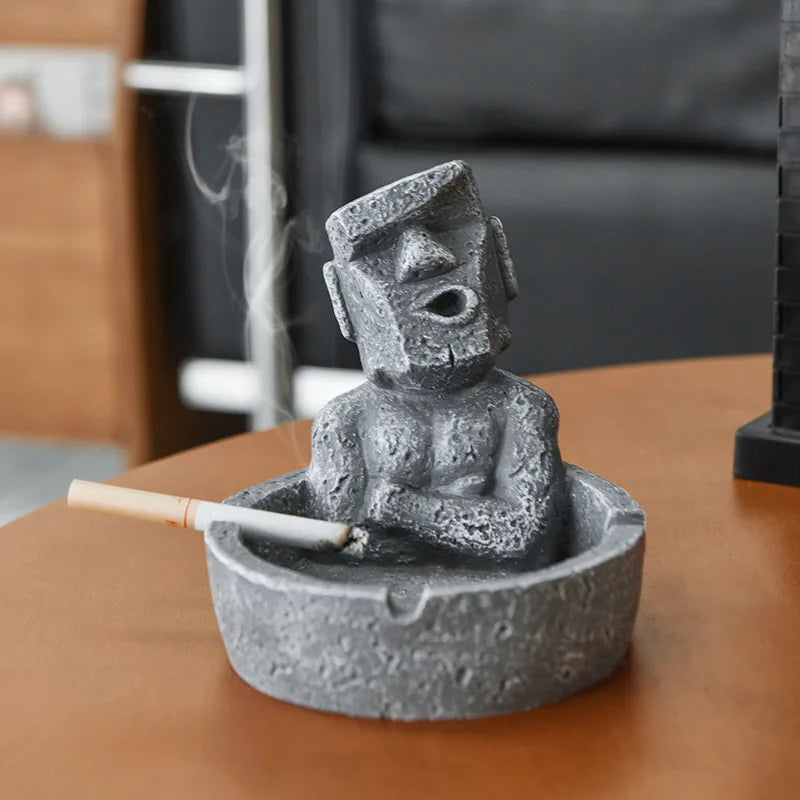 Moai Stone Resin Ashtray – Funny Decorative Desktop Cigarette Tray