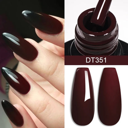 MEET ACROSS 7ml Red Gel Nail Polish Crystal Semi Permanent Soak Off UV Gel Varnish Nail Art Manicure Base Matte Top Coat Vernis - Shello's Creative Boutique