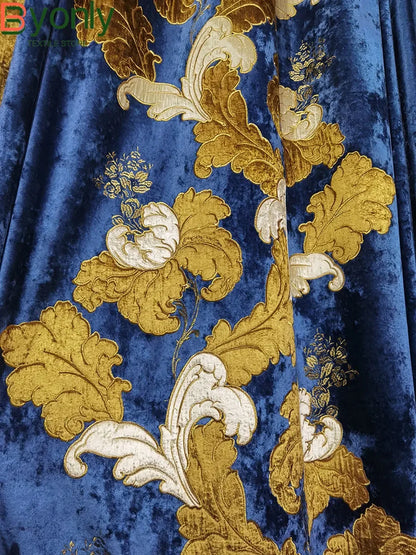 European Luxury Villa Curtains - French Velvet Embroidered Drapes - Shello's Creative Boutique