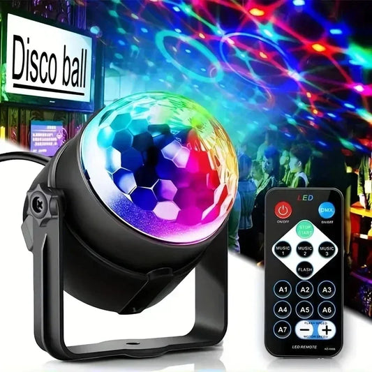 LED Disco Ball Light - Rotating DJ Strobe RGB Party Light for Home & Car