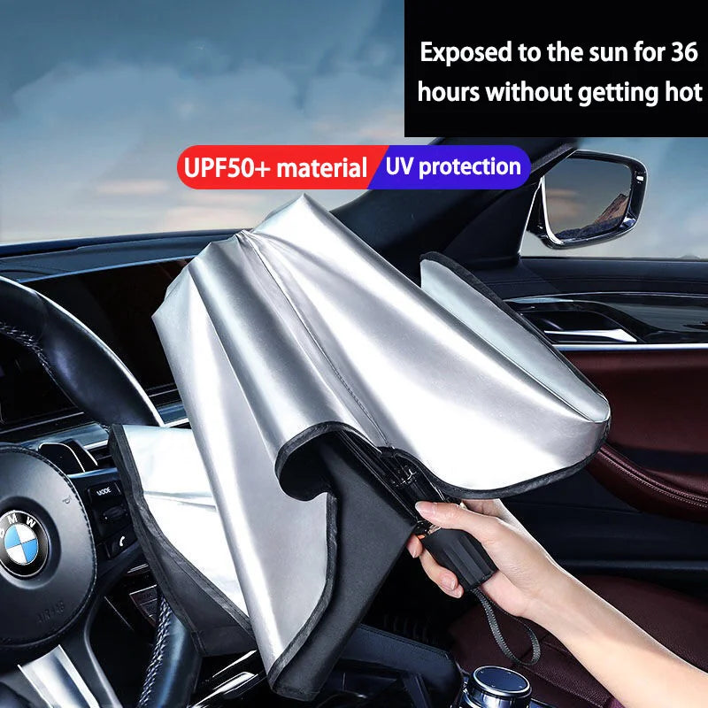 Foldable Car Windshield Sun Shade — Portable Sunscreen Parasol for Front Window