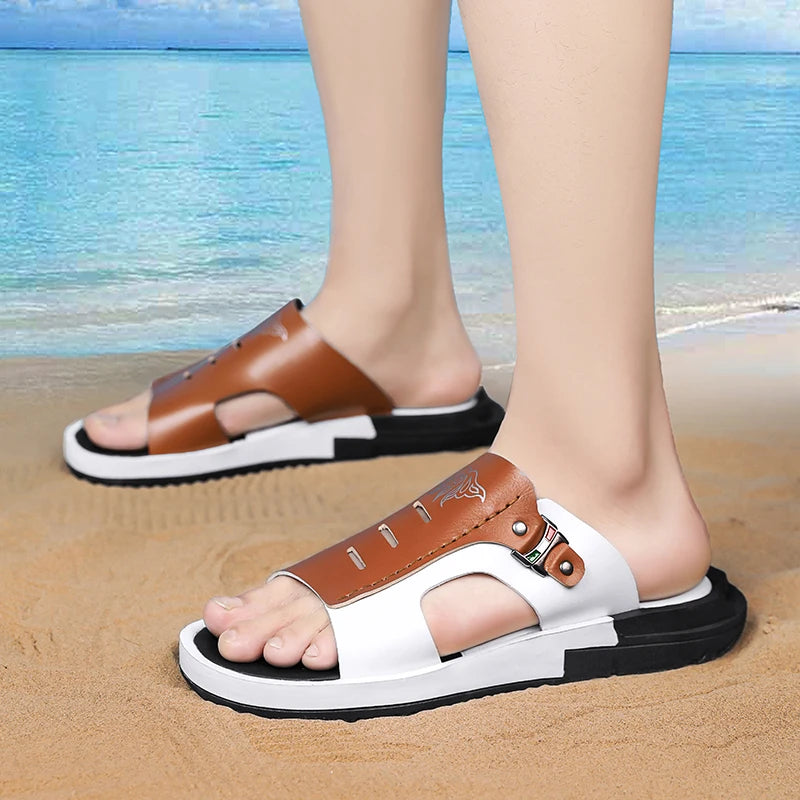 Men's Casual Summer Sandals – Black & Orange