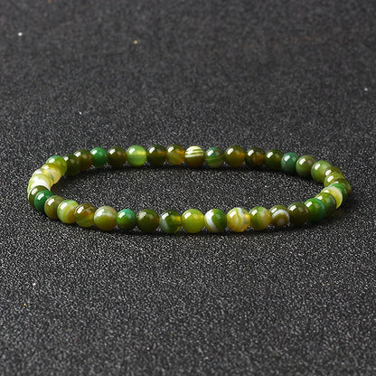 4mm Natural Stone Agate & Lava Stretch Bracelet – Handmade Tiny Bead Bangle for Men & Women
