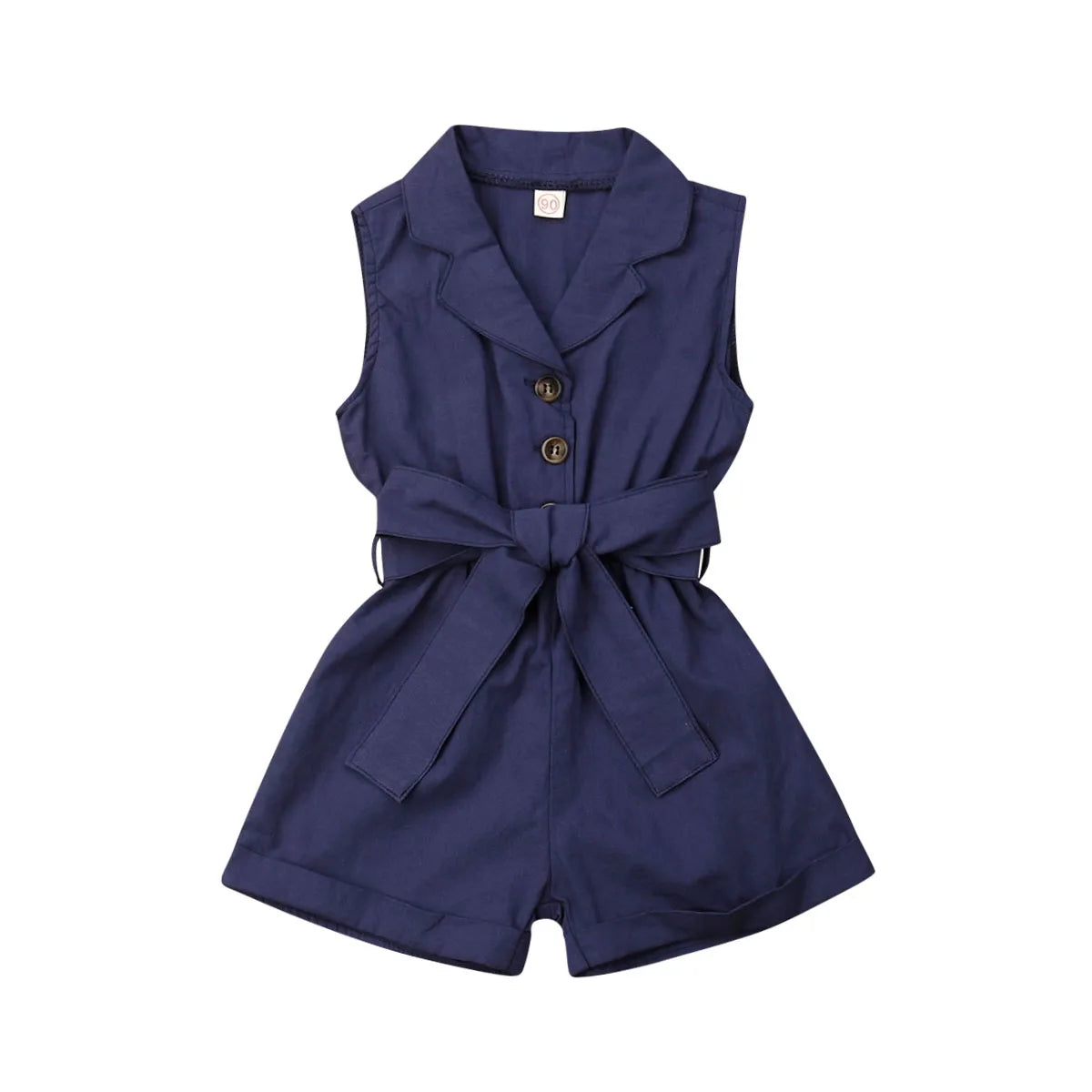 Pudcoco Summer Bow-Tie Romper Set – Baby Girls’ Sleeveless Playsuit Outfit with Turn-Down Collar Shello's Creative Boutique