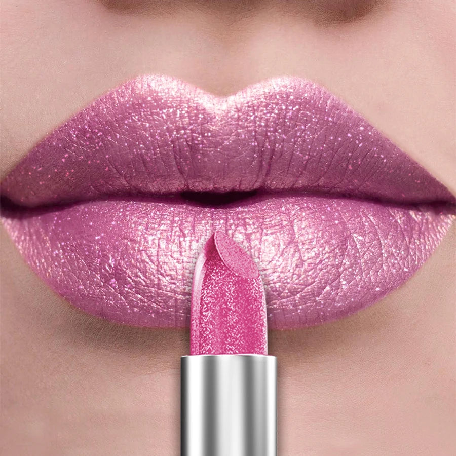 21 Colours Glitter Metallic Lipstick - Long Lasting Pearlescent Matte Lip Tint
