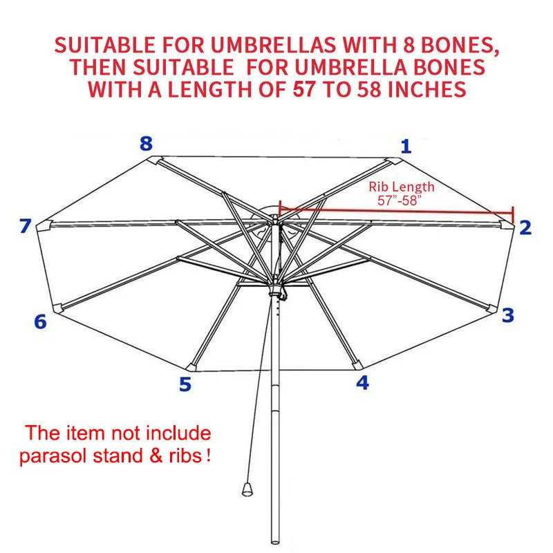 Parasol Replacement Cloth – Waterproof Anti-UV Canopy for 6 & 8 Rib Banana Parasols