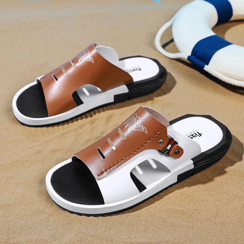 Men's Casual Summer Sandals – Black & Orange