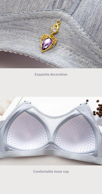 Comfortable Non-Slip Push-Up Sports Bra for Women – Seamless Wire-Free Lingerie with Wide Shoulder Straps & Chest Pad (Sizes 36–100BC)