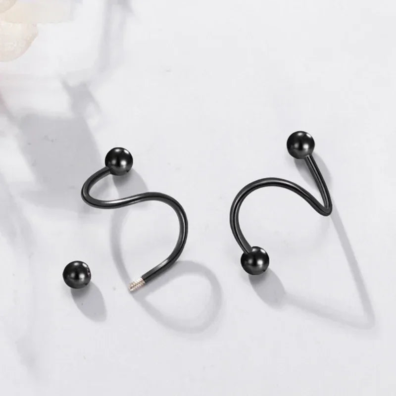 Stainless Steel Nose Ring Piercing Horseshoe Spike Septum Piercing Lip Tragus Helix Piercing Body Piercing Ring Hip Hop "S"