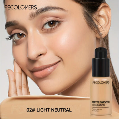 PECOLOVERS Matte Finish Liquid Foundation - Oil-Control, Waterproof, Full Coverage Concealer for All Skin Tones - Shello's Creative Boutique
